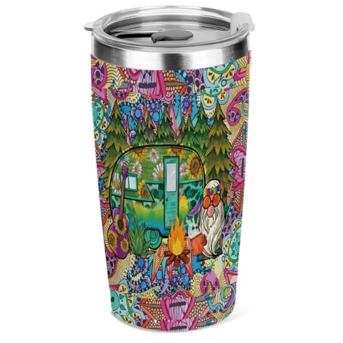 Jeilink CampingVan 20oz Insulated Travel Tumbler with Lid - Stainless Steel Hot Cold Mug for Camper, Travel, Gifts