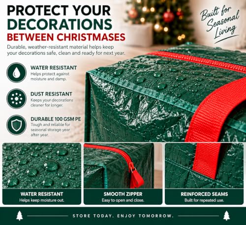STIRZEST 3-Pack Christmas Tree Storage Bags Heavy-Duty Large & Small with Reinforced Handles