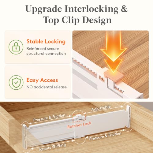 Lifewit 9 Pack 4-Inch Adjustable Drawer Dividers for Closet, Clothes, Kitchen, Nursery