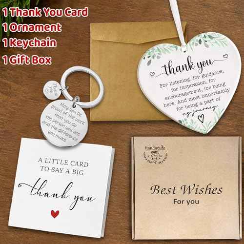Thank You Gifts for Women, Men, Teacher Appreciation Gift Ornament, Appreciation Keychain Gift, Thank You Card for Women, Christmas Ornament Gifts for Coworker, Manager, Boss, Mentor HH864
