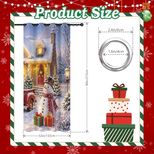 Blue White Christmas Curtains 2 Panel Set 52x84 Inches Holiday Window Decor