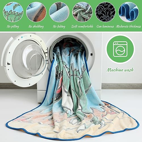Glow in The Dark Blanket Dinosaur Throw Blanket, Dinosaur Toys Gifts for 1 2 3 4 5 6 7 8 9 10 Year Old Boys Gifts Ideas, Christmas Birthday Gift Toy for Girls Boys Age 6-8, 50'' x 60''