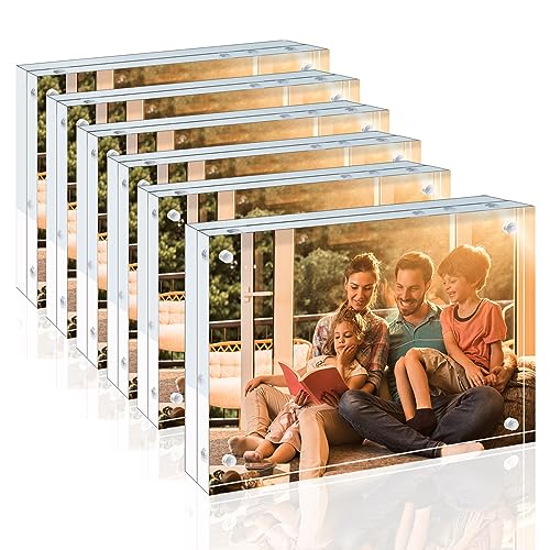 Egofine 4x6 Acrylic Picture Frame Set - Double-Sided Frameless Display, Free Standing, Rectangle, 6 Pack