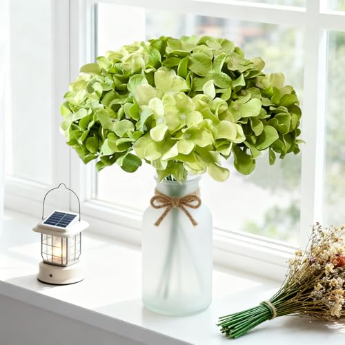 Cherica Green Mix 50 Pcs Faux Hydrangea Artificial Flowers Bulk for Home & Events