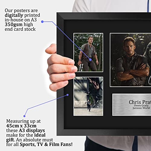 16x12in Chris Pratt Jurassic World Owen Grady Signed Photo – Framed 16" x 12" Movie Memorabilia