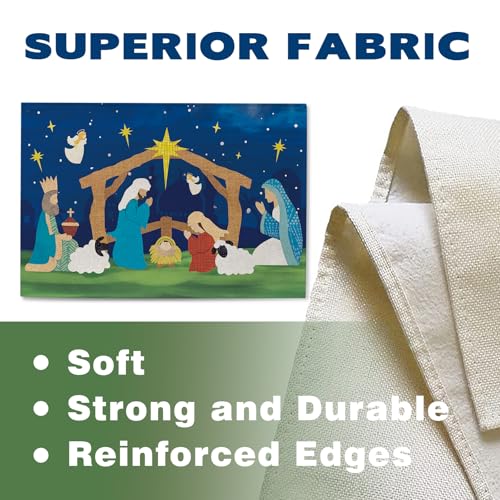 Croar Christmas Nativity Scene Placemats Set of 4 - Religious Holiday Table Decor, 12''x18''