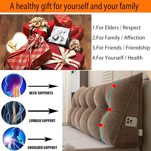 Queen Wedge Headboard Pillow for Support & Comfort - Soft Chenille Cover