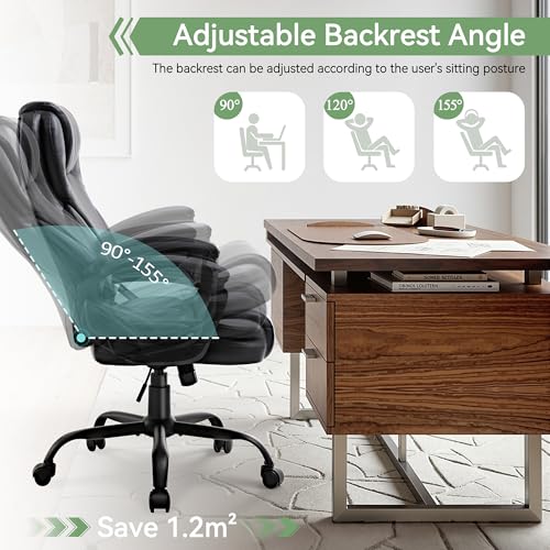 Meilocar Black Ergonomic Office Chair with High Back, Adjustable, Heavy Duty, 360° Swivel