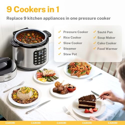 9-in-1 Electric Pressure Cooker 8 Qt - IMD Silver, Multi-Cooker, Slow & Rice