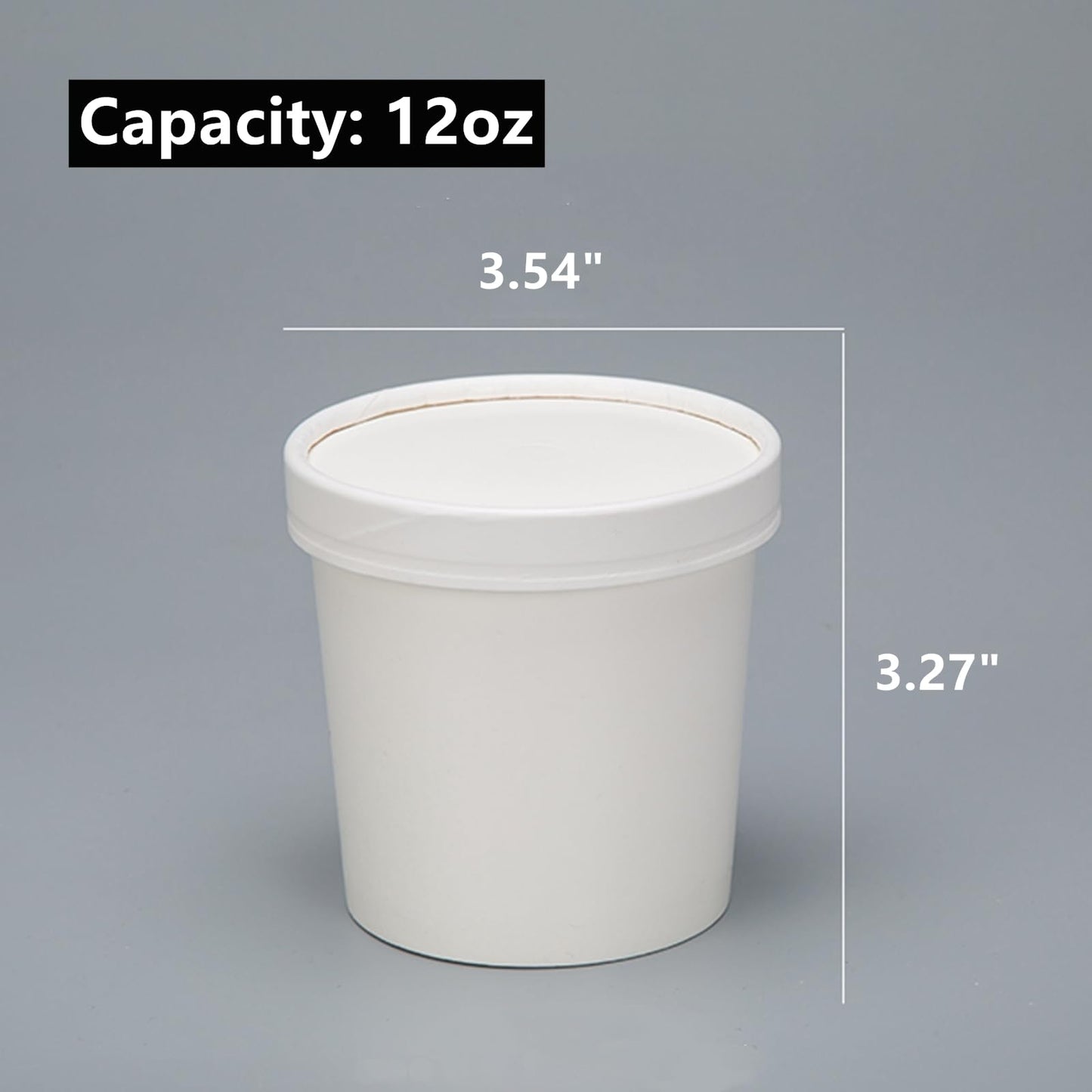 Zentriqlla 60 Pack 12 oz White Paper Ice Cream Cups with Lids, To Go Soup Containers Dessert Bowl, Microwave and Freezer Safe Food Storage Bowls for Parties, Christmas, Takeout, Picnics