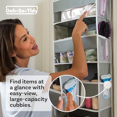 Over Door Hanging Organizer 5-Tier Storage Grey - Renter-Friendly, Easy Install
