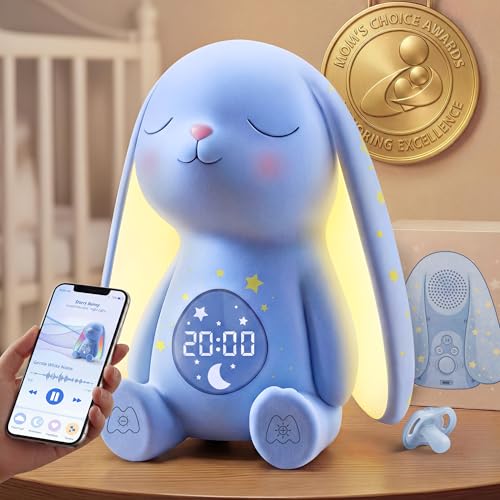 MeWaii Bunny White Noise Sound Machine for Baby Boy - Blue & Yellow, 100+ Sounds, Cry Detection