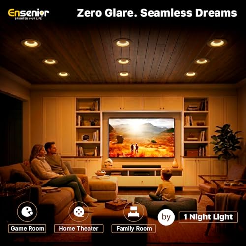 Ensenior 6 Inch LED Recessed Lighting Kit with Night Light - 12 Pack