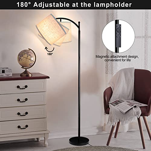 ROTTOGOON Dimmable Black Floor Lamp with Remote & Foot Switch, 4 Color Temp, LED Included