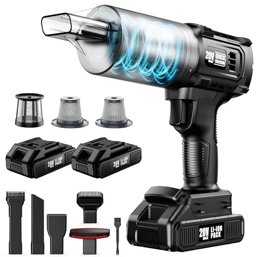 Black Cordless Car Vacuum Cleaner 35000PA Strong Suction Handheld with Dual Batteries