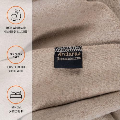 Ivory Twin Wool Blanket - Arcturus Virgin Wool Heirloom Bed Covering