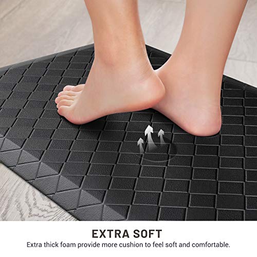 Black 60-Inch x 17.3-Inch Anti-Fatigue Kitchen Mat Cushioned Support