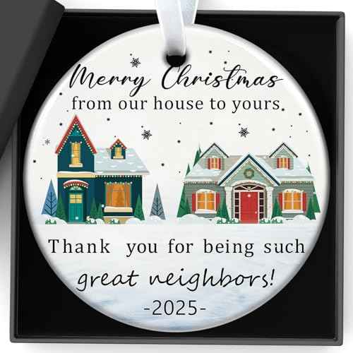 Christmas Ornaments 2025,Neighbors Gifts for Friends,Friendship Birthday Presents Funny Ceramic Christmas Tree Decorations Hello Neighbor Gift Ideas for Best Friends Women Men Boyfriends Girlfriends