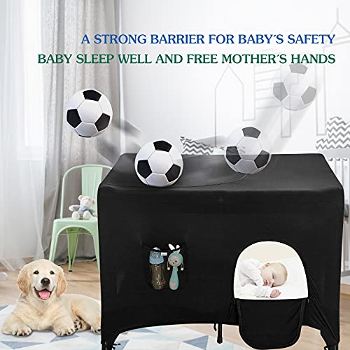 Hiaksedt Pack N Play Blackout Cover with Pocket - Breathable Travel Crib Tent