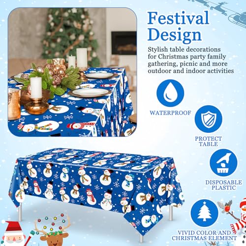 Snowman 3-Piece 54x108 inch Christmas Tablecloths - Snowflake Design (Snowman Variant)