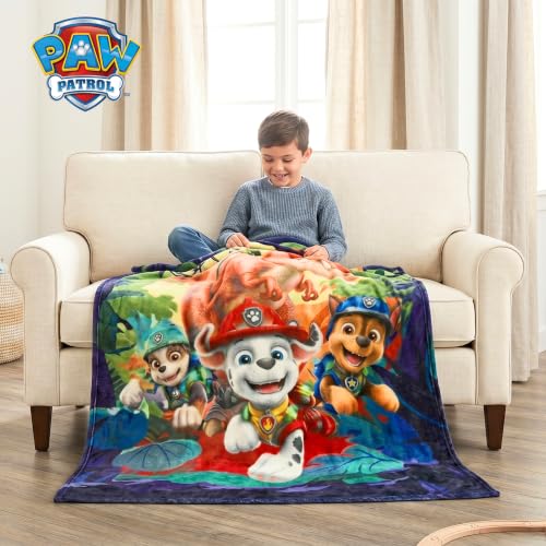Paw Patrol Dino Movie Throw Blanket - 46 x 60 Inches Soft Plush Cozy for Couch & Travel - Officially Licensed