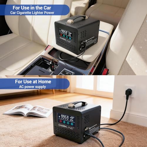 Charmline Smart Ozone Generator for Car & Home 12V/120V Dual Power with Remote - Black 2-in-1