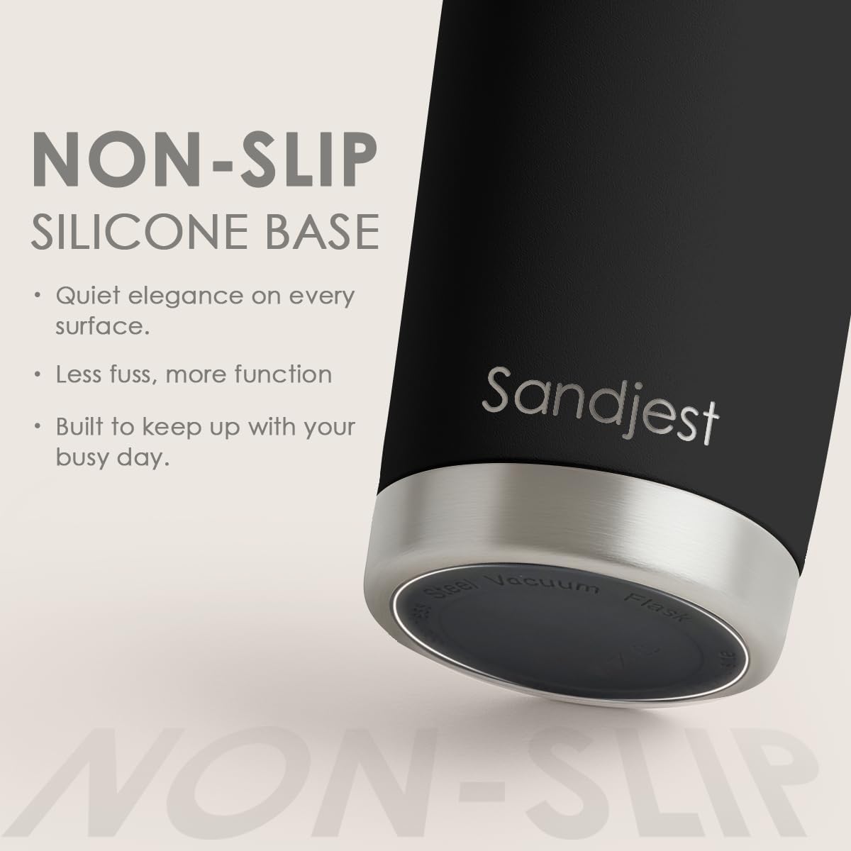 SANDJEST 20oz Black Tumbler - Stainless Steel Double Wall Vacuum Insulated Travel Coffee Cup