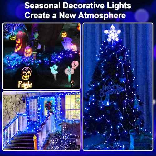 16Ft 50 LED Blue Fairy Lights Mini String Lights Waterproof for Mason Jars Halloween Christmas Parties Wedding Table Centerpieces Decoration