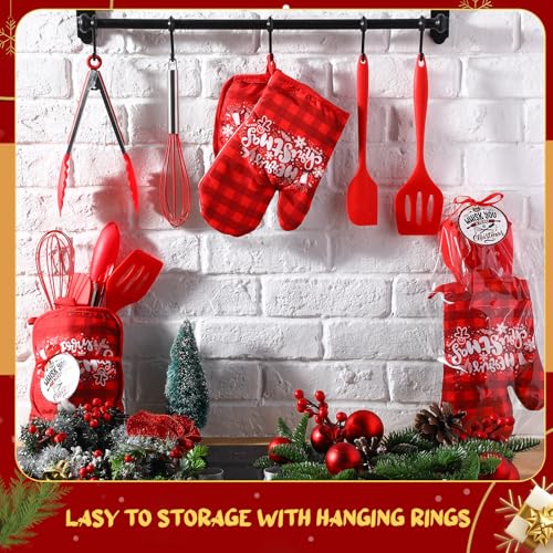 Christmas Baking Set with Oven Mitts Pot Holders Silicone Utensils & Gift Cards