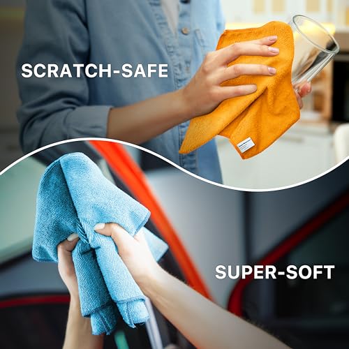 12x16 Microfiber Cleaning Cloths 150 Pack - Multi-Color, Scratch-Free & Absorbent