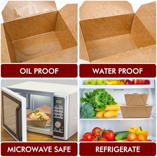 300 Pack 45 oz Kraft Paper Takeout Food Containers - EcoDispose