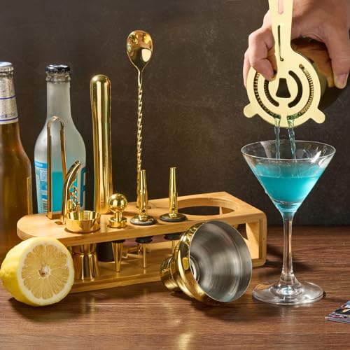 12-Piece Cocktail Shaker Set with Bamboo Stand | Bartender Kit for Home & Bar