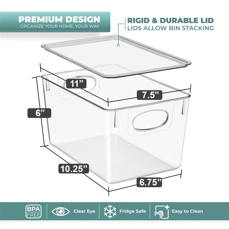 Sorbus Large 8-Pack Clear Toy Storage Bins with Lids - Stackable, Household Organization