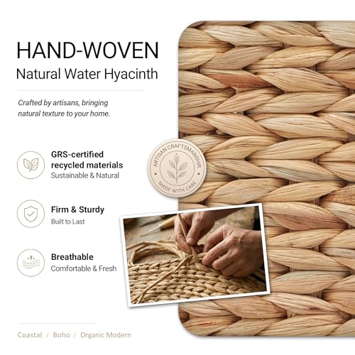 Natural Water Hyacinth Pantry Storage Baskets - 3 Pack with Handles & Chalkboard Labels