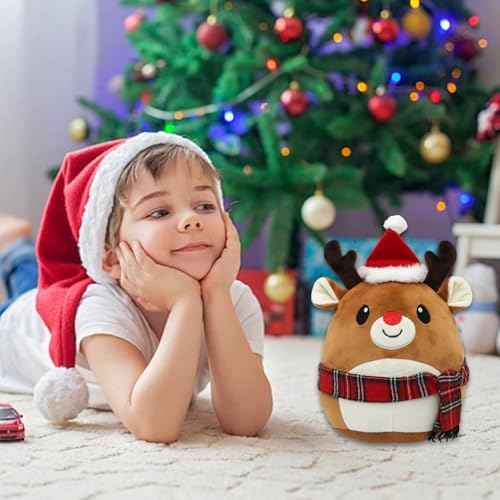 Milu Deer Plush Toy Milu Deer Stuffed Animal Cute Christmas Milu Deer Plushies Pillow Soft Plushie Doll Gifts for Kid Decor, Christmas Milu Deer Plush(11 Inch)