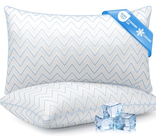 Dioris Queen Size Cooling Pillow Set of 2 Blue - Breathable Supportive Bed Pillows