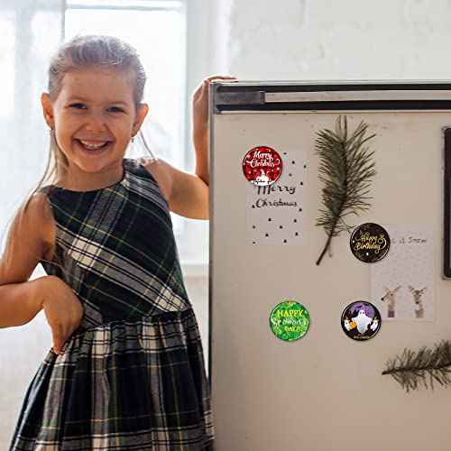 Flutesan 20 Pcs Glass Holiday Magnet on Calendar, Decorative Seasonal Magnets, Fall, Winter, Easter, Thanksgiving, Halloween, Christmas Women Gift, Dishwasher Whiteboard Blackboard Classroom Office