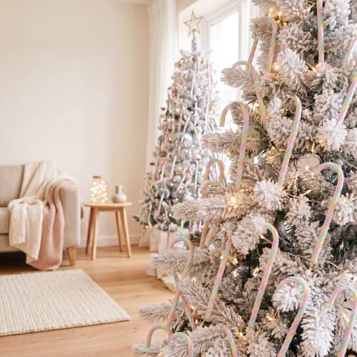 Hicarer Pastel Christmas Candy Cane Ornaments, 25 Pcs, 6in Acrylic Xmas Tree Decorations