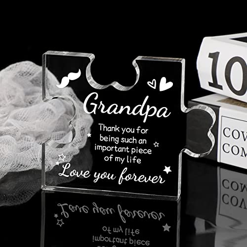 Grandpa Gifts Acrylic Plaque – Puzzle Style Birthday Gift for Grandpa (Variation: Grandpa) – Funnli