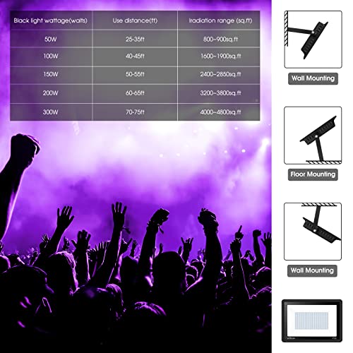 YANYCN 4 Pack 240W LED Black Light Flood Lights Outdoor Waterproof Neon Party Halloween