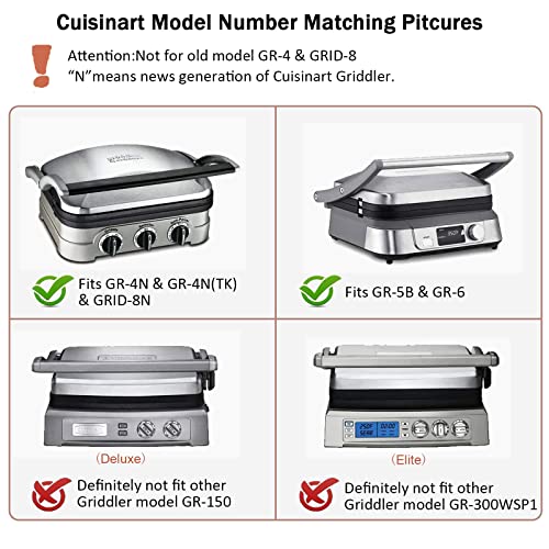 Large Reversible Grill & Panini Press Replacement Plates for Cuisinart Griddler