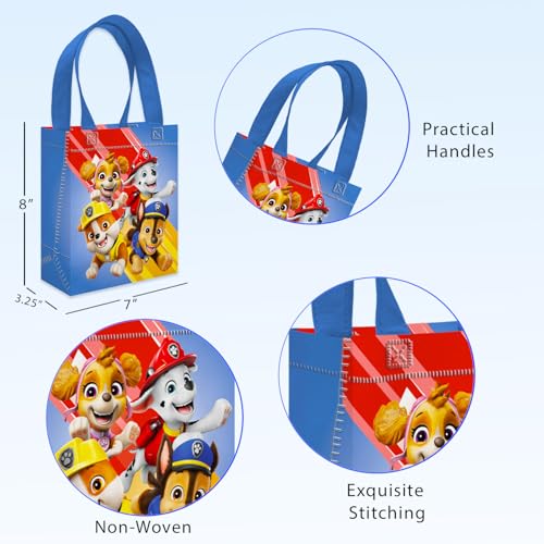 Kids Party Favor Bags - Paw Patrol Reusable Goodie Tote Set, 24 Pack