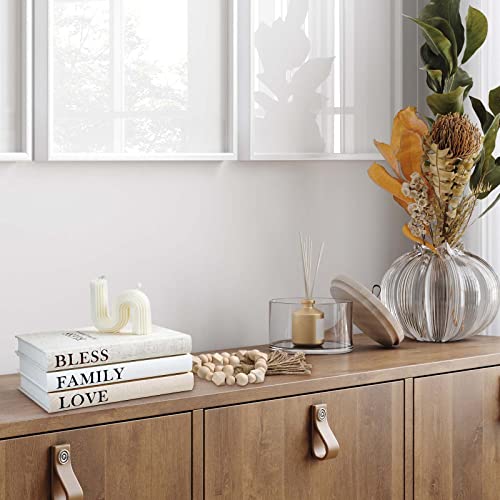 Tinctor Beige Linen Decor Books Set - Home Accent with Blessing Quotes