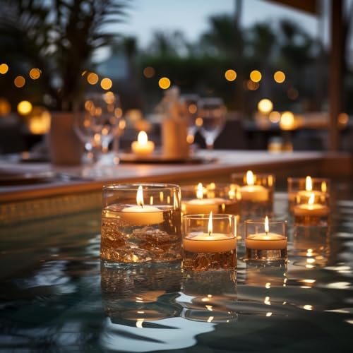 Capaniel 80 Pack 3 Inch White Floating Candles - 8 Hour Burn Time, Real Wax