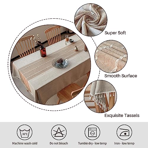 Deep Dream Waterproof Rectangular Tablecloth 86 x 55 Inch Light Coffee, Wrinkle-Free & Anti-Fading