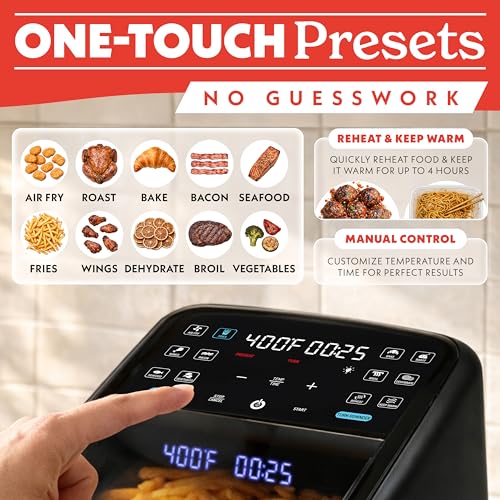 Gourmia 7 Qt Air Fryer with Panorama Window & Touchscreen - Black