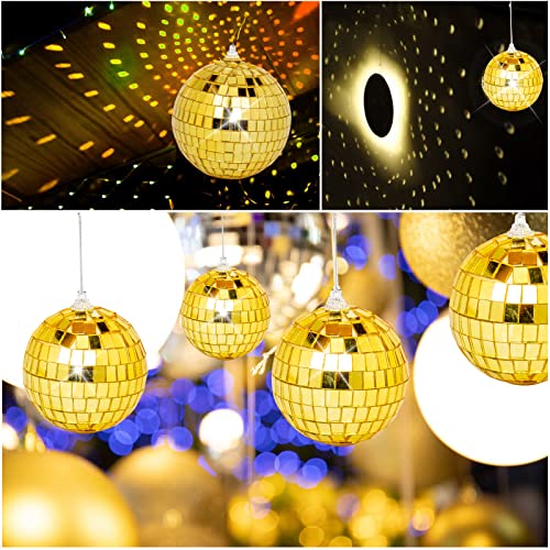 DJBoomy Gold Mini Disco Ball Decorations 32 Pack – 1.2"/2"/3"/4" Ornaments