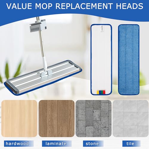 iDeaology 18in Flat Mop Head - Heavy Duty Microfiber Refill for Commercial Cleaning (12 Pack, Rectangular)