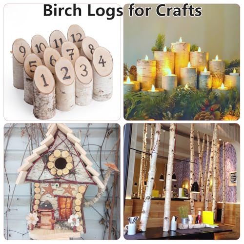 6 Pack Natural White Birch Logs 1.4-2.6 Inch Diameter Fireplace Decor & Crafting