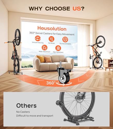 Housolution 1 Pack Vertical Bike Stand with Wheels - No Drilling, Fits Bikes Up to 29"